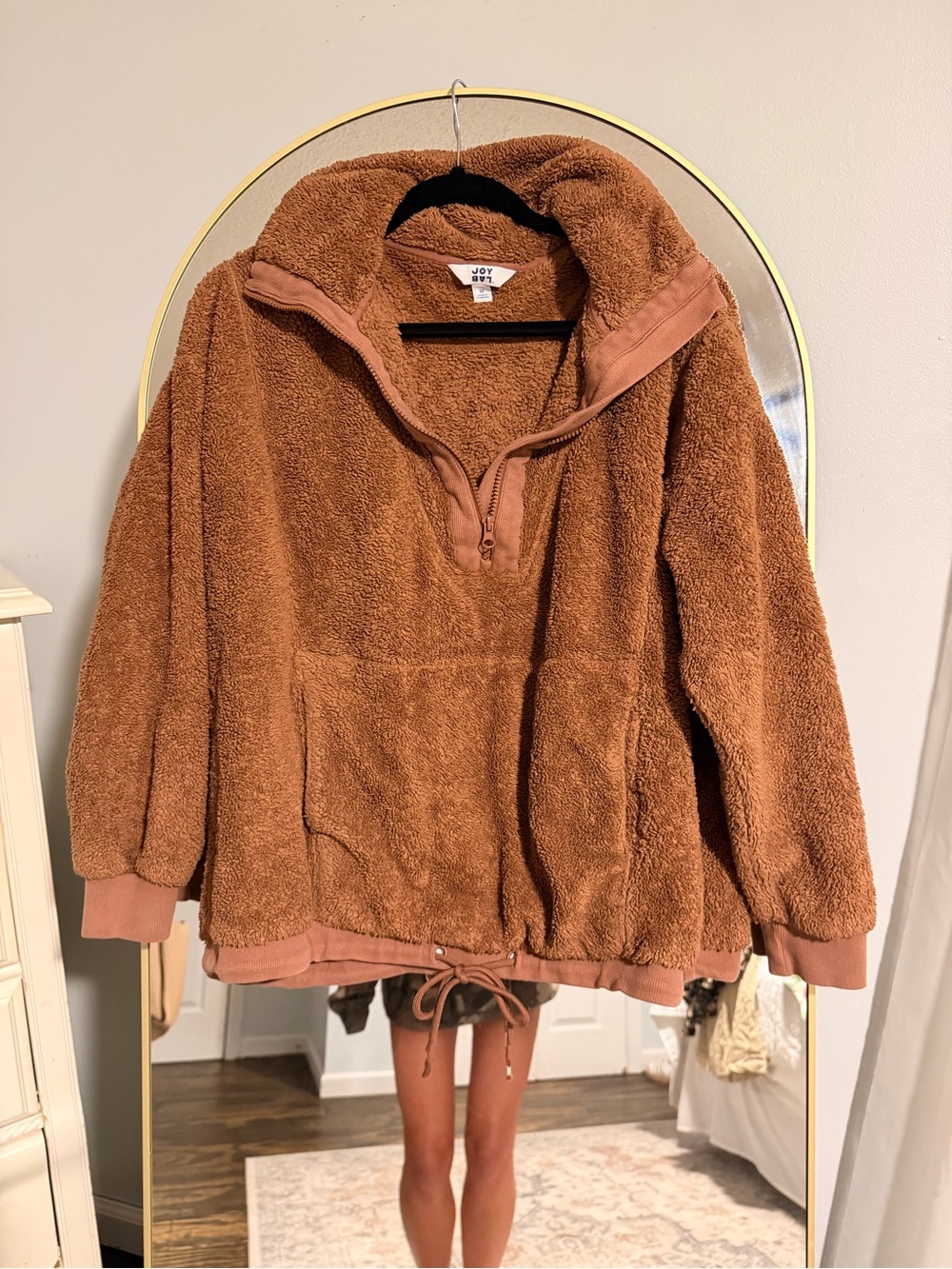 JoyLab Plush Teddy Pullover Jacket - Chestnut Brown